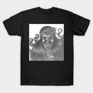 Flowy haired skull girl T-Shirt